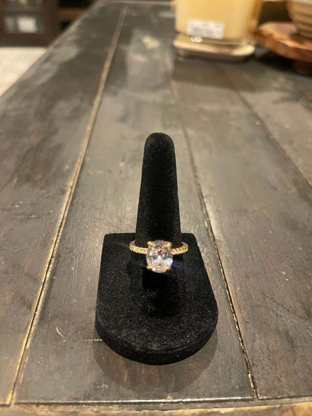 Gold-Tone Oval Cut stone Stamped S925 engagement Ring unbranded.